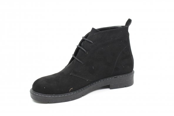 Kadın Siyah Bağcıklı Süet Kısa Bot - 3