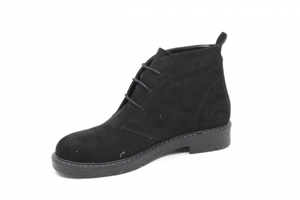 Kadın Siyah Bağcıklı Süet Kısa Bot - 6