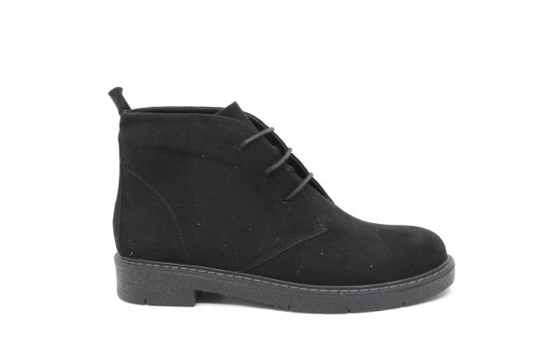 Kadın Siyah Bağcıklı Süet Kısa Bot - 8