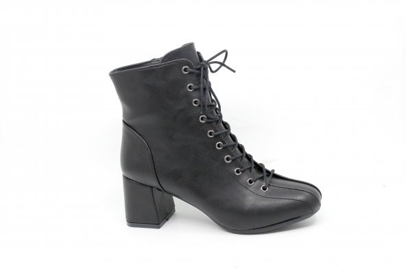 Zerhan 128 Kadın Siyah Bağcık Aksesuarlı Fermuarlı Bot - 2