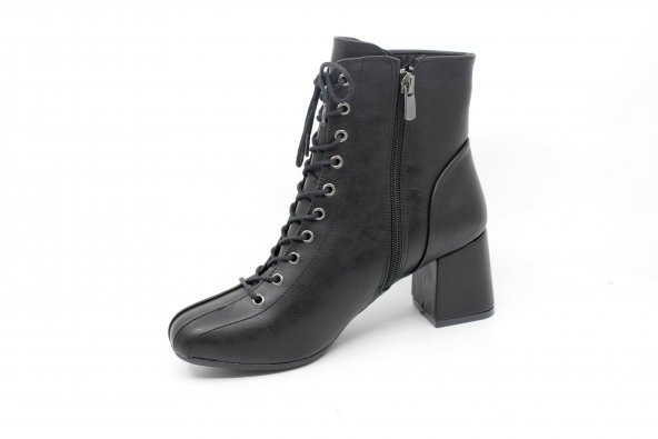 Zerhan 128 Kadın Siyah Bağcık Aksesuarlı Fermuarlı Bot - 3