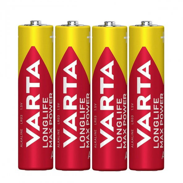 Varta 4703 Longlife Max Power Alkalin AAA İnce Kalem Pil 4lü Paket - Resim 3