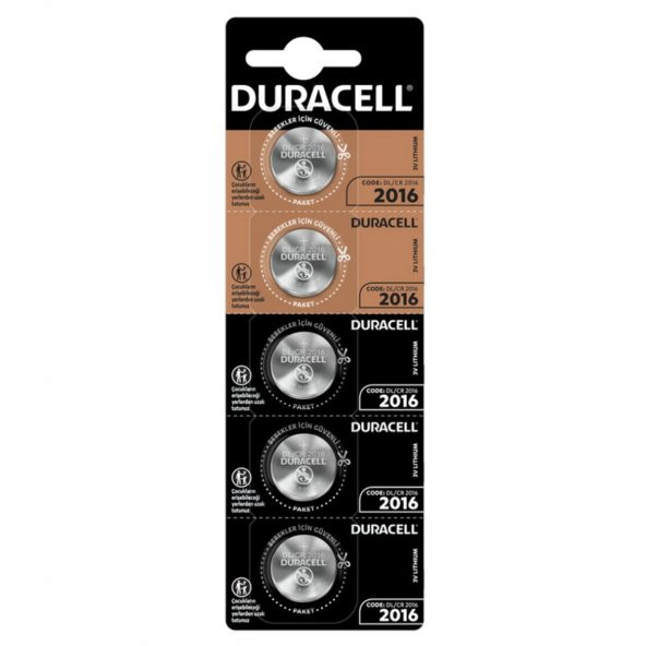 Duracell CR2016 3V Lityum Pil 5li Paket