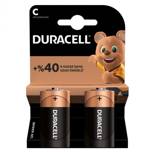 Duracell LR14/MN1400 Alkalin C Orta Boy Pil 2li Paket