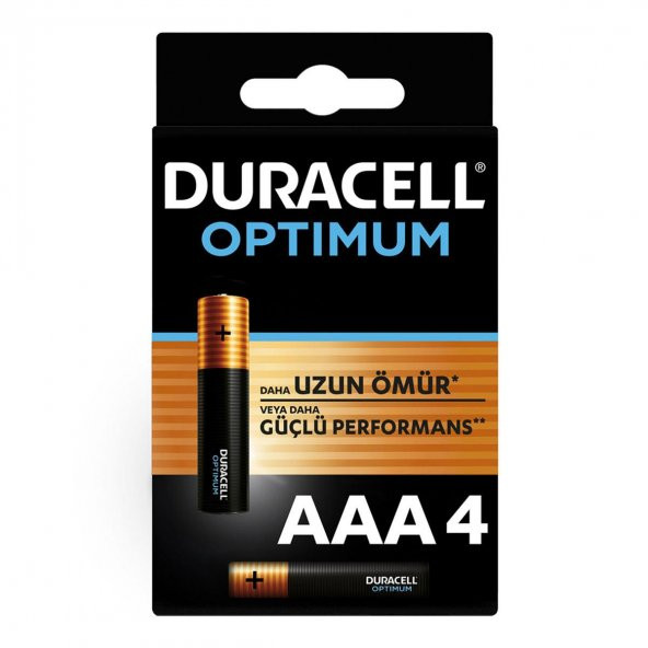 Duracell Optimum Alkalin AAA İnce Kalem Pil 4Lü Paket
