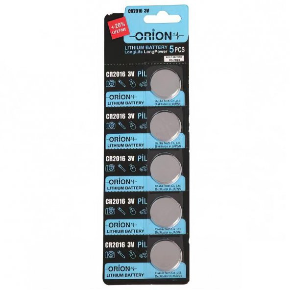 Orion CR2016 3V Lityum Pil 5li Paket