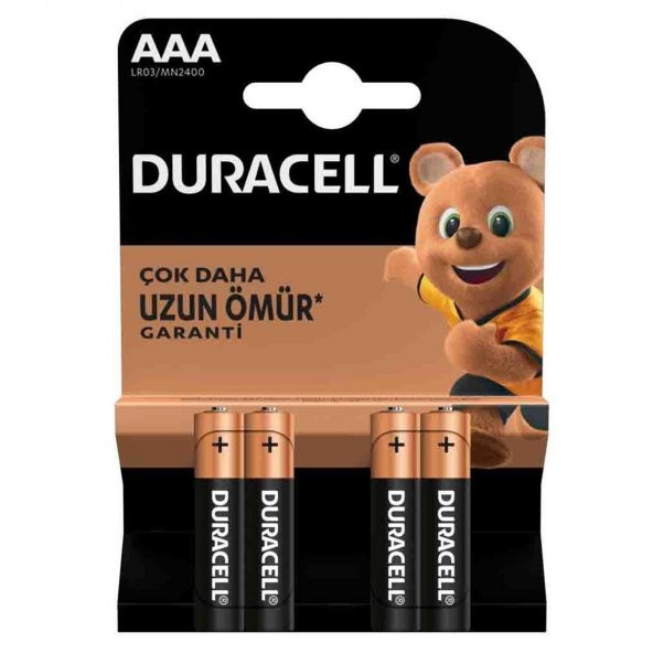 Duracell LR03/MN2400 Alkalin AAA İnce Kalem Pil 4lü Paket
