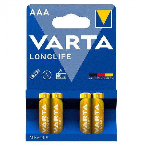 Varta 4103 Longlife Alkalin AAA İnce Kalem Pil 4lü Paket ürün görseli 1