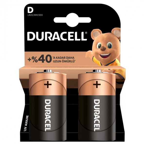 Duracell LR20/MN1300 Alkalin D Büyük Boy Pil 2li Paket