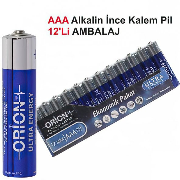 Orion LR03 AAA Alkalin İnce Kalem Pil 12li Paket