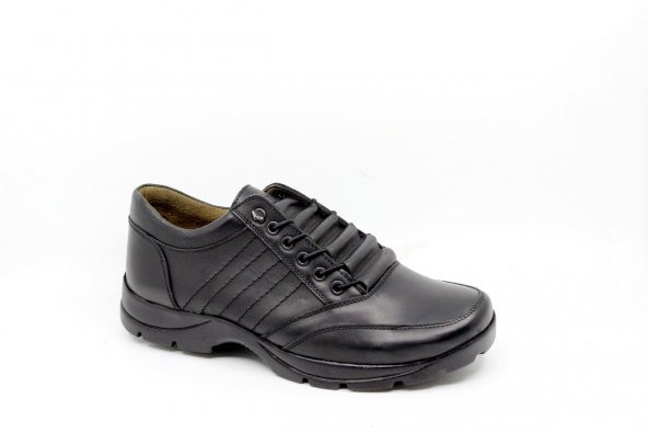 Zerhan 102 Erkek Siyah Lastik Bağcıklı Kalın Taban Ayakkabı