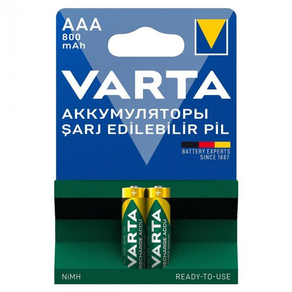Varta 56703 Power 800mAh AAA Şarj Edilebilir İnce Kalem Pil 2li Paket TR