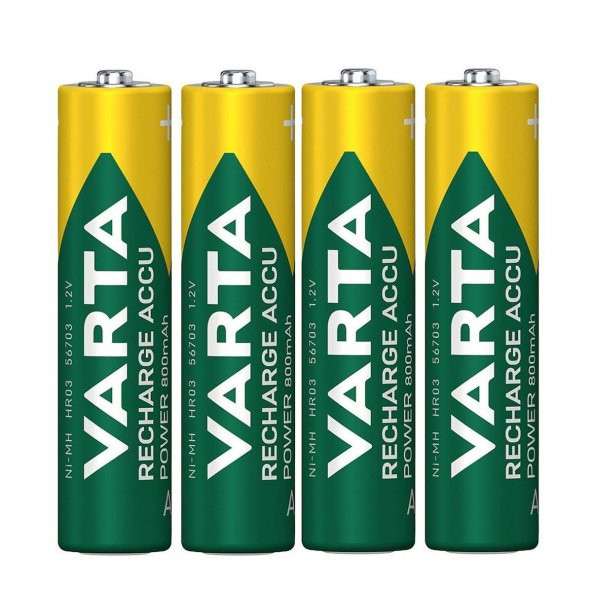 Varta 56703 Power 800Mah Aaa Şarj Edilebilir İnce Kalem Pil 4Lü Paket - 3