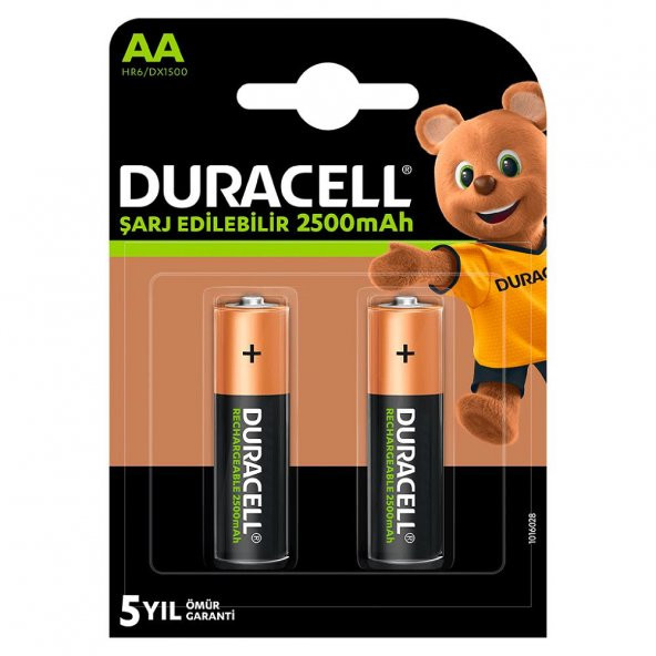Duracell 1.2V 2500mAh AA Şarj Edilebilir Kalem Pil 2li Paket