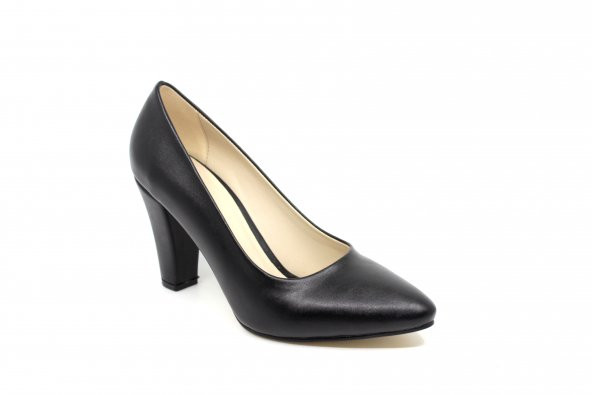 Zerhan 1366 Kadın Siyah Kalın Topuklu Stiletto Ayakkabı
