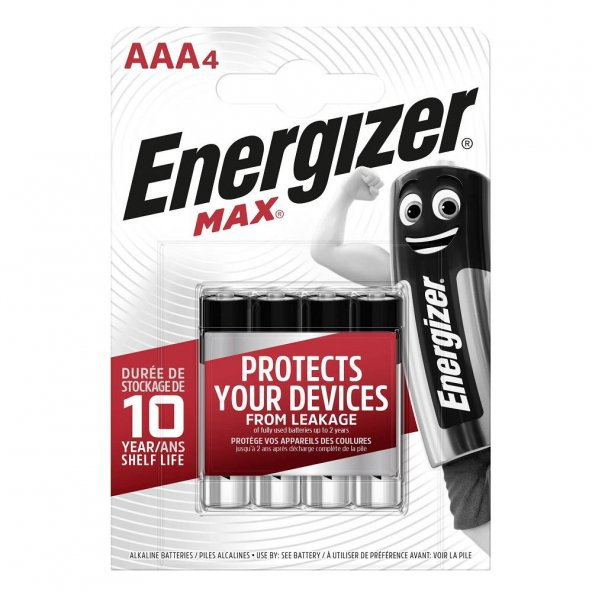 Energizer Alkalin Max AAA İnce Kalem Pil 4lü Paket