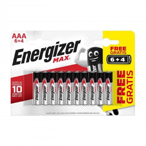 Energizer Alkalin Max AAA İnce Kalem Pil 6+4lü Paket