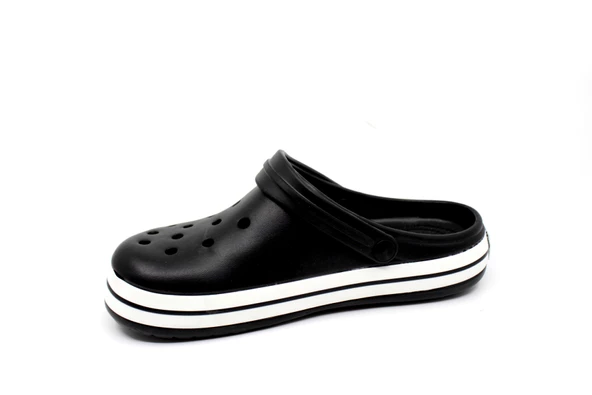 AkınalBella 195 Siyah-Beyaz-Siyah Unisex Sabo Terlik - 2