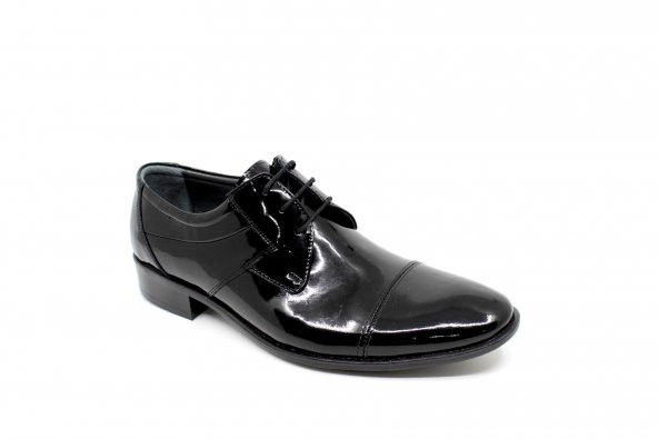 Zerhan 55 Erkek Siyah Rugan Deri Bağcıklı Klasik Ayakkabı - Resim 3