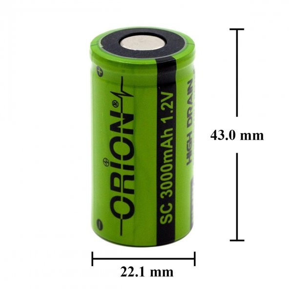 Orion 1.2V Ni-Mh SC 3000mAh Şarj Edilebilir Pil - 2