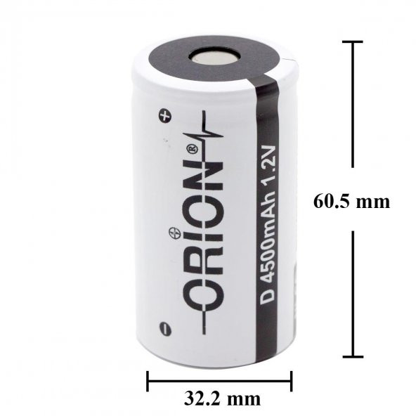 Orion 1.2V Ni-Cd D 4500mAh Büyük Boy Şarj Edilebilir Pil - 4