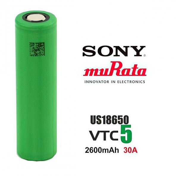 Sony Vtc5 18650 3.7V 2600Mah 30A Li-İon Şarj Edilebilir Pil