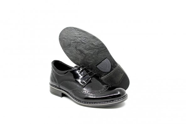 Zerhan 165 Erkek Bebek Siyah Rugan Lastik Bağcıklı Ayakkabı - 4