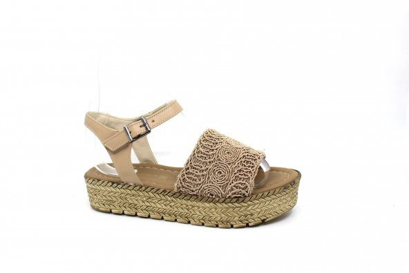 Zerhan Kadın Makrome Örgü Dolgu Taban Sandalet Ayakkabı