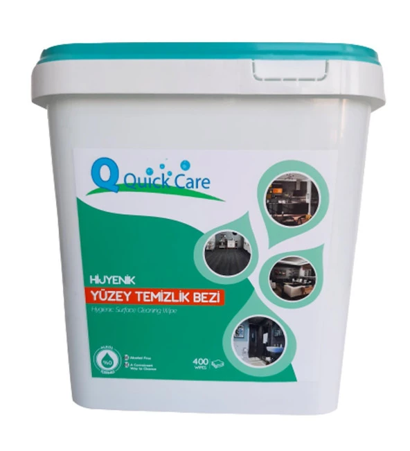 QUICKCARE Dezenfektanlı Yüzey Temizlik Havlusu 400 Yaprak, Kova Mendil Aloe Vera Kokulu - 5