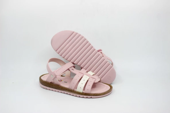 Kız Çocuk Simli Pembe Cırtlı Sandalet Wendy 20 - 4