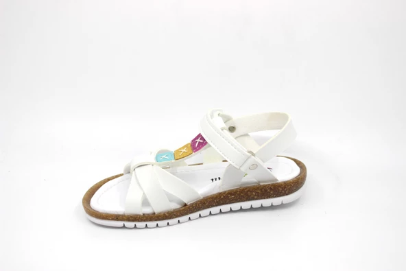 Kız Çocuk Beyaz Cırtlı Sandalet Wendy 24 - 3