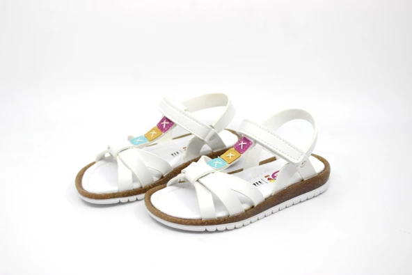 Kız Çocuk Beyaz Cırtlı Sandalet Wendy 24 - 4