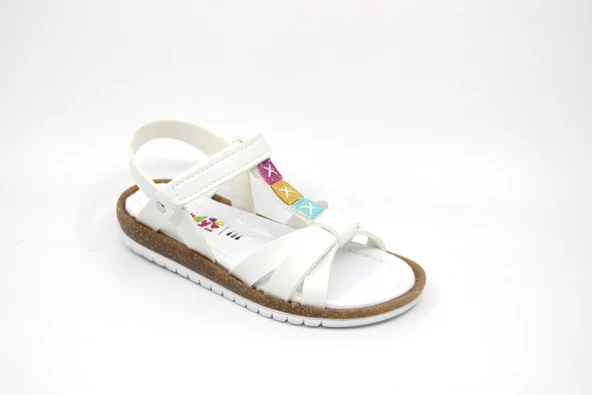 Kız Çocuk Beyaz Cırtlı Sandalet Wendy 24 - 2