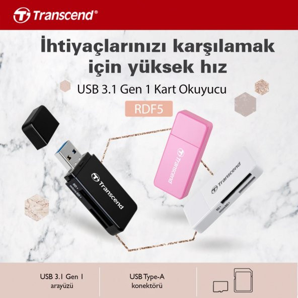 Transcend TS-RDF5R SD/microSD USB 3.1 Kart Okuyucu Pembe - 2