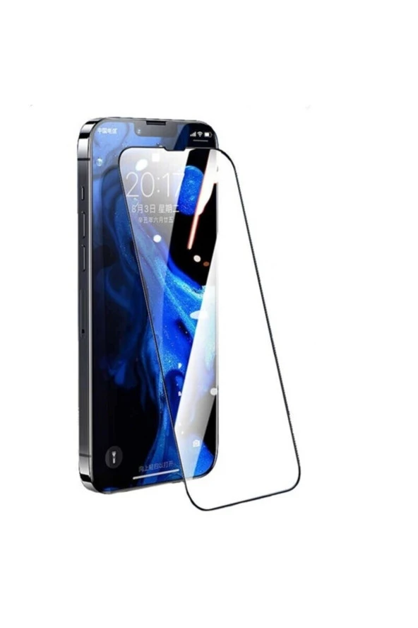 Apple iPhone 14 Max Uyumlu Tam Kaplayan 5d Ekran Koruyucu Cam Black Logis