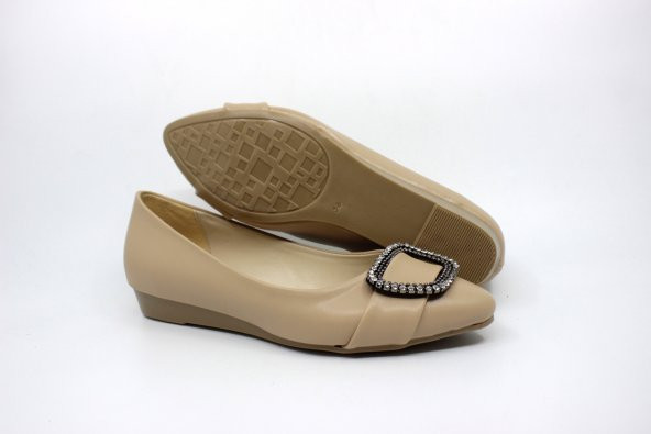 Kadın Nut Renk Taşlı Babet Ayakkabı OC9053 - Resim 4