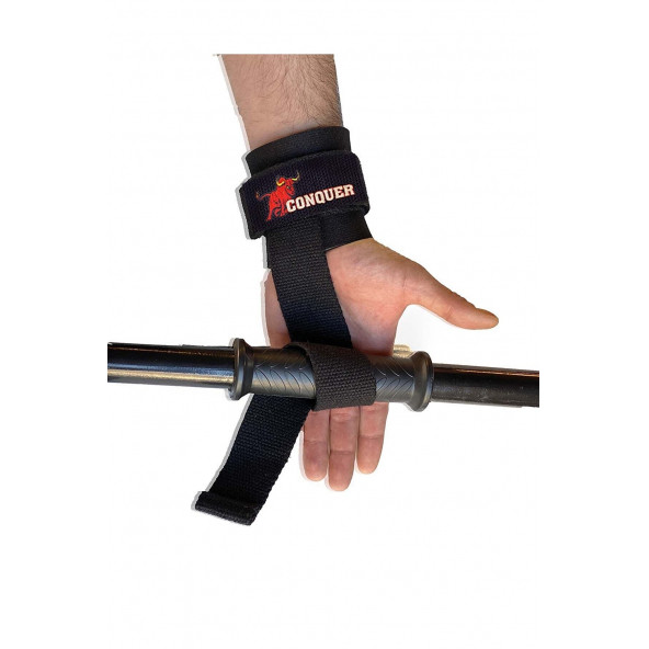 Conquer Big Rıch Grip Pro Lifting Straps Siyah