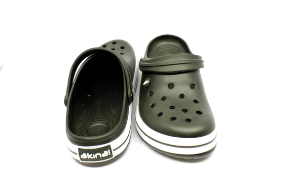 Akınal Bella 195 Haki-Beyaz-Haki Unisex Sabo Terlik - 5