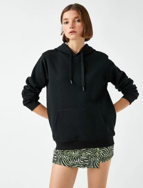 Koton Kadın Kapüşonlu Sweatshirt Kanguru Cepli