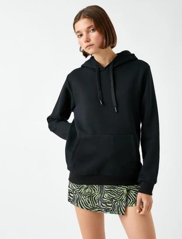 Koton Kadın Kapüşonlu Sweatshirt Kanguru Cepli - 2