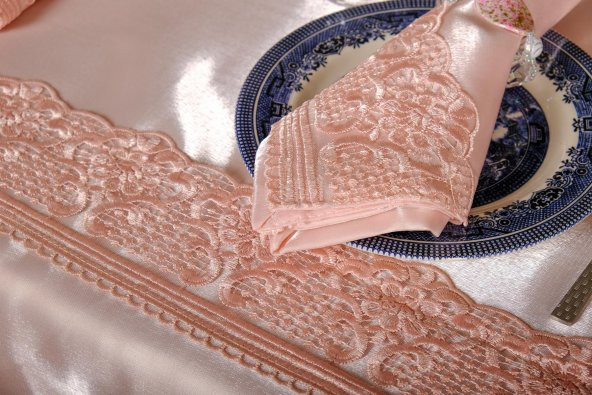Finezza Gisella Güpürlü Monoray Pudra Sofra Takımı 8kişlk 160x230cm17Prç  - 1230 - 3