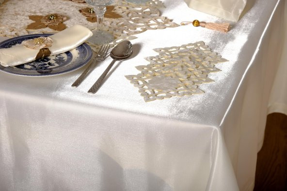 Finezza Mina Kadife Kumaş Krem Bej Sofra Tk. 8 Kşl. 160x230 cm 26 Prç.  - 1233 - 3