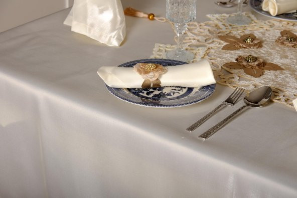 Finezza Mina Kadife Kumaş Krem Bej Sofra Tk. 8 Kşl. 160x230 cm 26 Prç.  - 1233 - 4