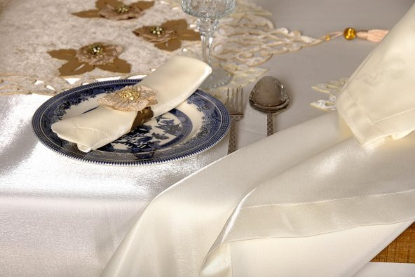 Finezza Mina Kadife Kumaş Krem Bej Sofra Tk. 8 Kşl. 160x230 cm 26 Prç.  - 1233 - 9