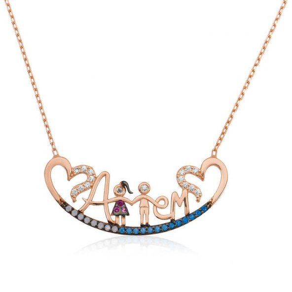 925 Ayar Gümüş Annem Yazılı Kadın Gümüş Kolye ürün görseli 1