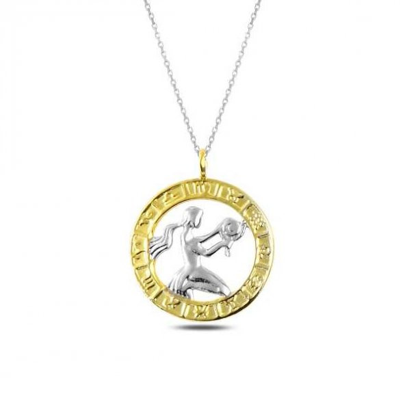 ​925 Ayar Gümüş Gold Başak Burcu Kadın Gümüş Kolye - 1