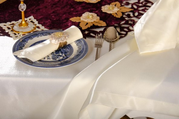 Finezza Mina Kadife Kumaş Kreme Mor Sofra Tk. 8 Kşl. 160x230 cm 26 Prç.  - 1235 - 3