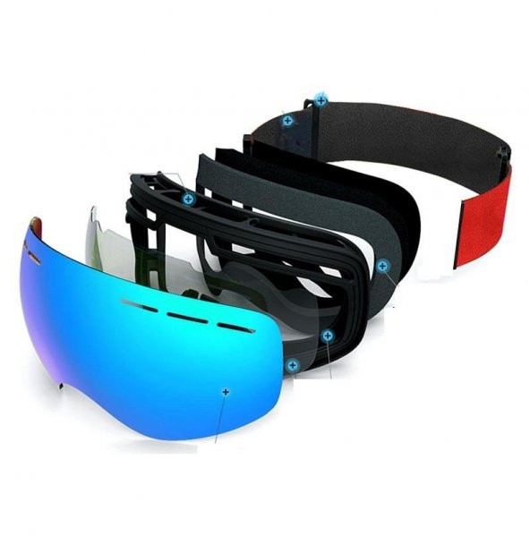 UV400 Korumalı Antisis Özellikli 3 Katmanlı Aynalı Snowboard Kayak Gözlüğü - 5