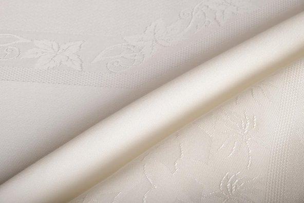 Finezza Çınar Lüx Jakar Bambu Kumaş Krem Masa Örtüsü 160x220 cm  - 1240 - 3