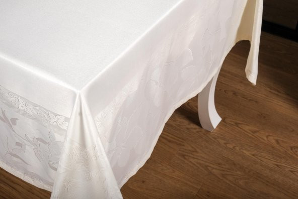Finezza Çınar Lüx Jakar Bambu Kumaş Krem Masa Örtüsü 160x220 cm  - 1240 - 5